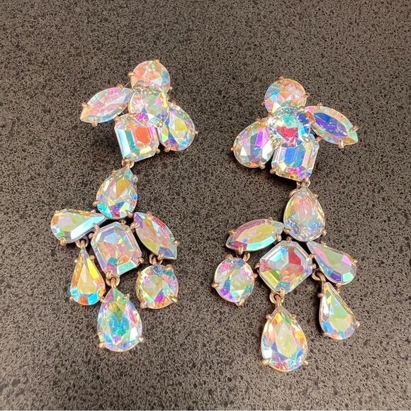J.CREW Crystal AB Chandelier Earrings - Picture 2 of 4